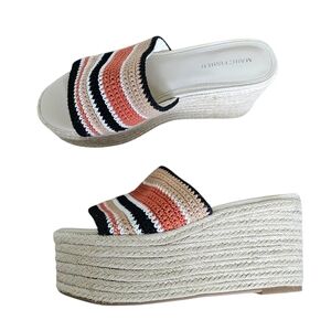 Marc Fisher Women's Striped Knit Platform Espadrille Sandals Shoes Size 9